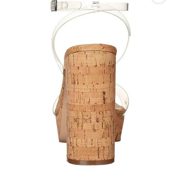 Steve Madden Lessa Clear Platform Ankle Strap  peep toe chunk heels size 10 - Picture 7 of 14